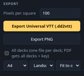 The export panel